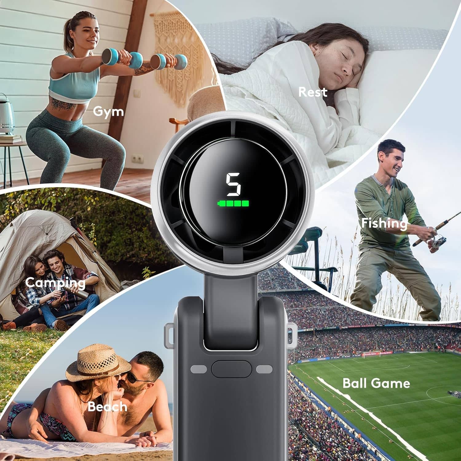 Mini Turbo Fan Portable Handheld Mini Fan Foldable Powerful Winds with 5 Speed_ 000849